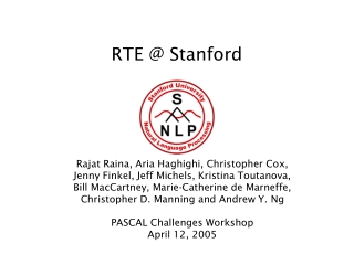 RTE @ Stanford