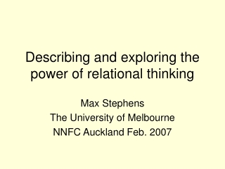 Describing and exploring the power of relational thinking