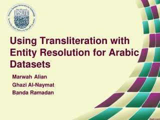 Using Transliteration with Entity Resolution for Arabic Datasets