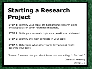 Starting a Research Project