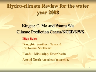 Hydro-climate Review for the water year 2008