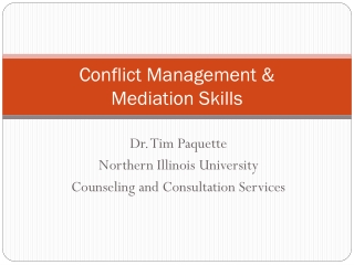 Conflict Management &amp;  Mediation Skills
