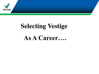 Selecting Vestige          As A Career….