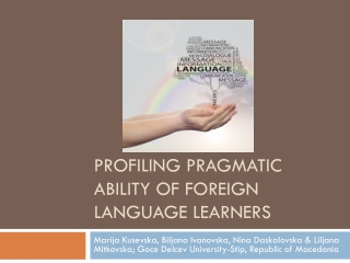 Profiling Pragmatic Ability of Foreign Language Learners