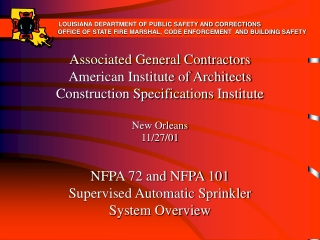 NFPA 72 and NFPA 101 Supervised Automatic Sprinkler System Overview