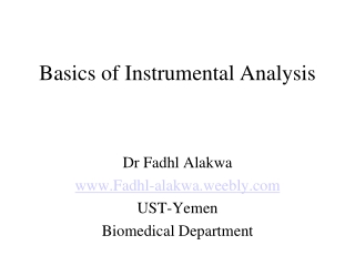 Basics of Instrumental Analysis