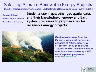 Selecting Sites for Renewable Energy Projects