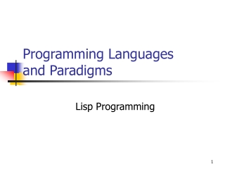 Programming Languages and Paradigms
