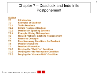 Chapter 7 – Deadlock and Indefinite Postponement