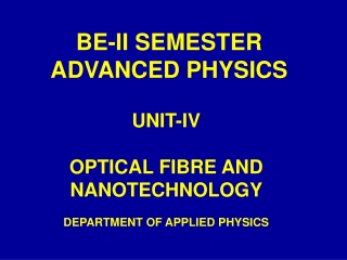 BE-II SEMESTER ADVANCED PHYSICS