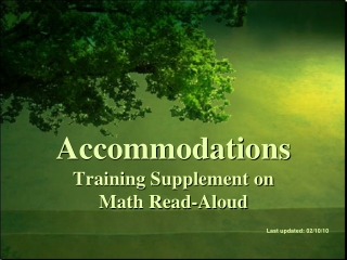 Accommodations Training Supplement on  Math Read-Aloud