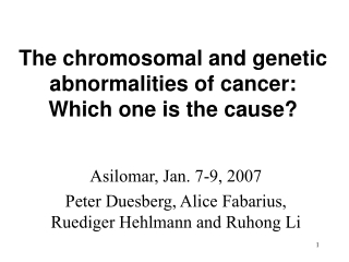 The chromosomal and genetic abnormalities of cancer:  Which one is the cause?