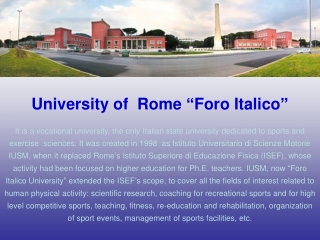 University of  Rome  “ Foro Italico ”