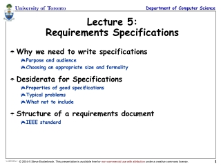 Lecture 5: Requirements Specifications