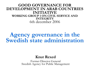 Agency governance in the Swedish state administration