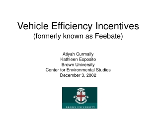 Vehicle Efficiency Incentives (formerly known as Feebate)