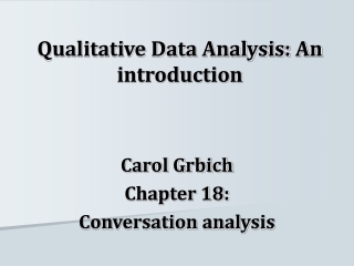 Qualitative Data Analysis: An introduction