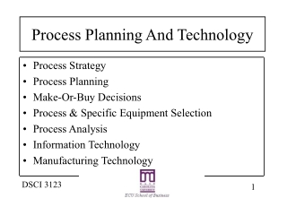 Process Planning And Technology