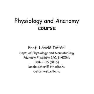 Physiology and Anatomy course