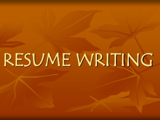 RESUME WRITING