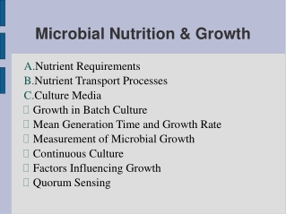 Microbial Nutrition &amp; Growth