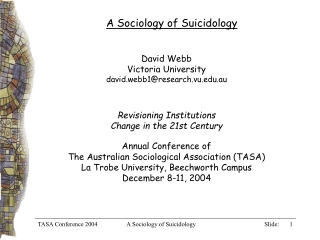 A Sociology of Suicidology