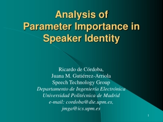 Analysis of  Parameter Importance in Speaker Identity