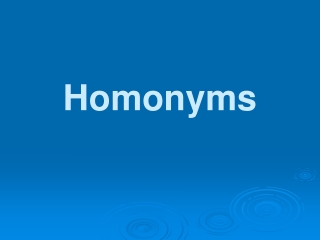 Homonyms