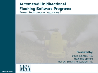 Automated Unidirectional  Flushing Software Programs Proven Technology or Vaporware?