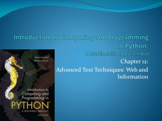 Introduction to Computing and Programming in Python:  A Multimedia Approach 4ed