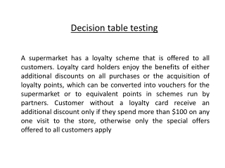 Decision table testing