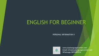 ENGLISH FOR BEGINNER