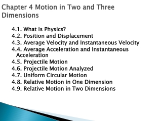 Chapter 4 Motion in Two and Three Dimensions