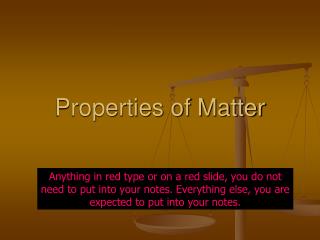 Properties of Matter