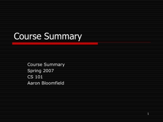 Course Summary