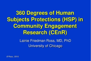 360 Degrees of Human Subjects Protections (HSP) in Community Engagement Research (CEnR)