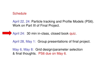 Schedule April 22, 24:  Particle tracking and Profile Models (PS6).