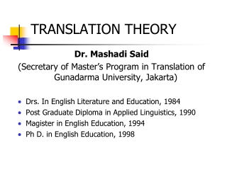 TRANSLATION  THEORY