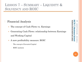 Lesson 7 – Summary – Liquidity &amp; Solvency and ROIC