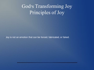 God's Transforming Joy Principles of Joy