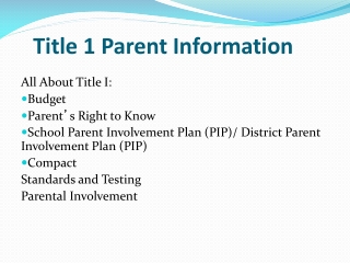 Title 1 Parent Information