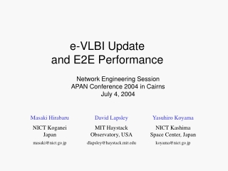 Network Engineering Session APAN Conference 2004 in Cairns July 4, 2004