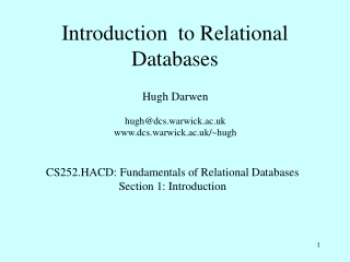 Introduction  to Relational Databases