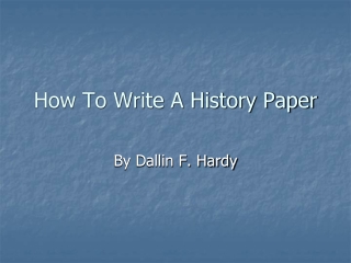 How To Write A History Paper