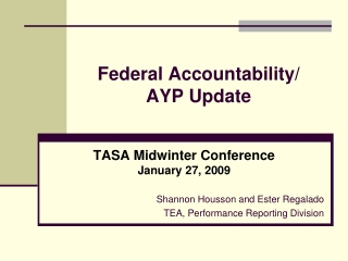 Federal Accountability/ AYP Update