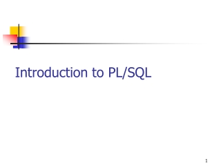 Introduction to PL/SQL