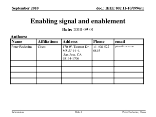 Enabling signal and enablement