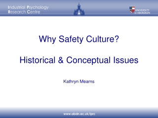 Why Safety Culture? Historical &amp; Conceptual Issues