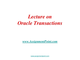 Lecture on Oracle Transactions