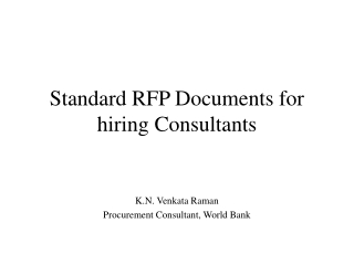 Standard RFP Documents for hiring Consultants